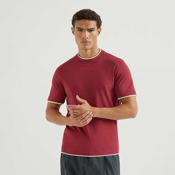 brunello cucinelli short sleeve cotton knit t-shirt